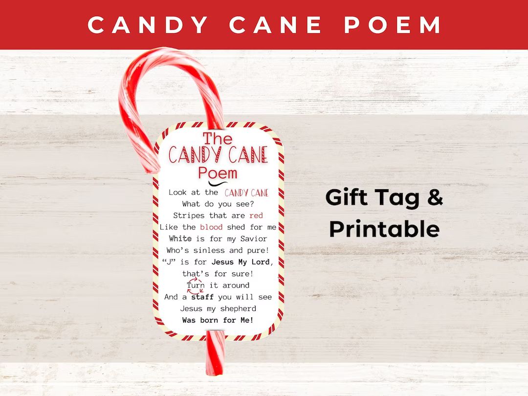 Candy Cane Poem Candy Cane Tag Candy Cane Gift (Instant Download) - Etsy | Etsy (US)