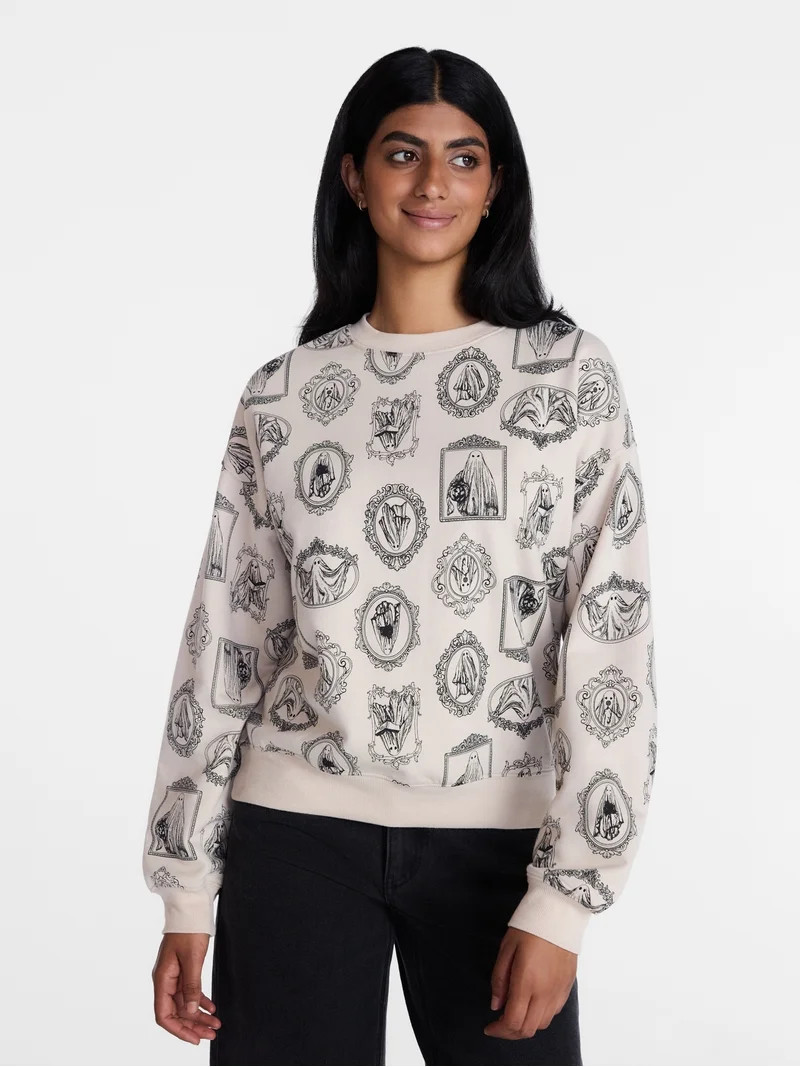 Ghost Frame Women's Halloween Graphic Crew Pullover Sweatshirt, Sizes XXS-XXL | Walmart (US)