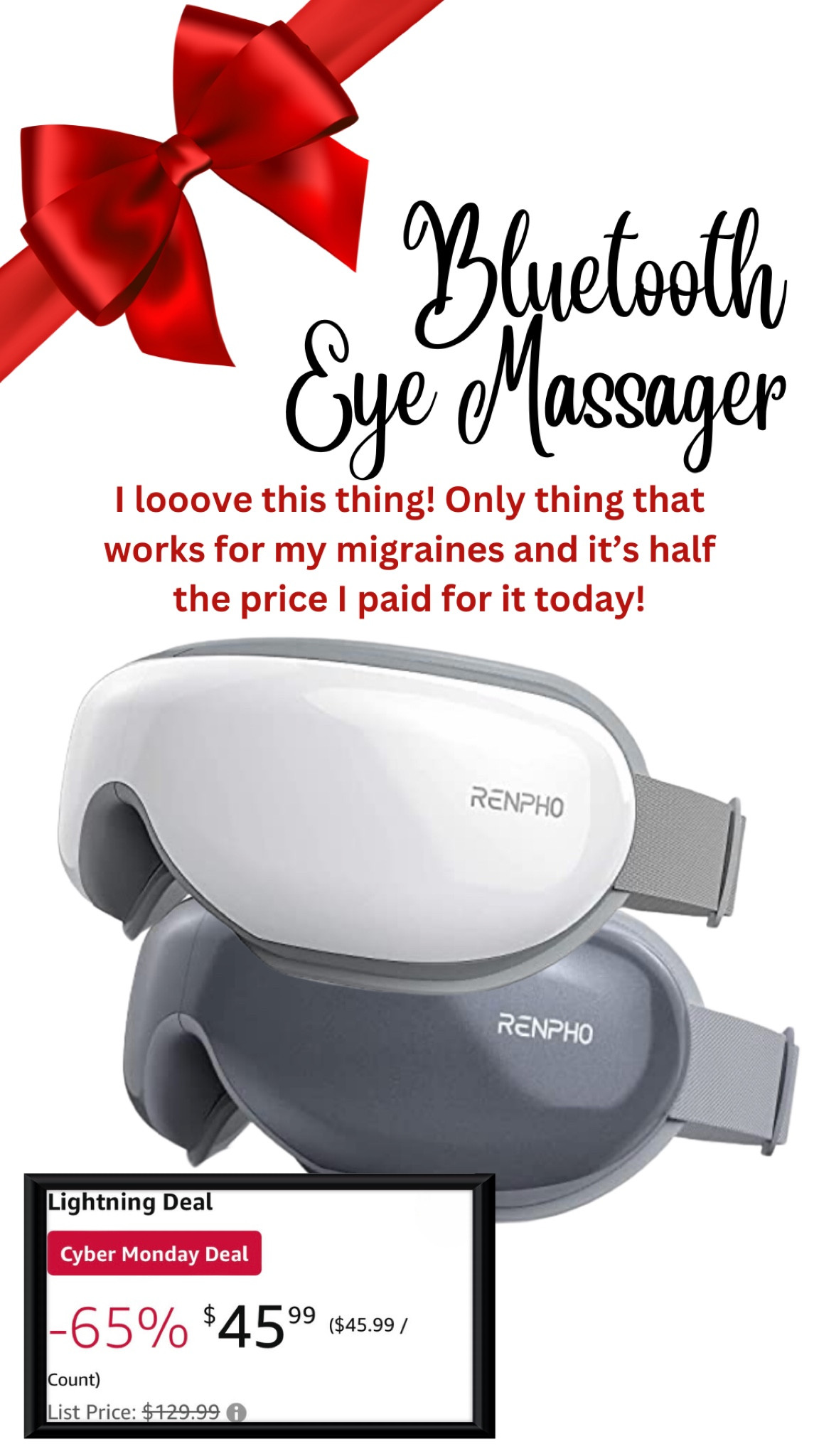 Whoever invented this  eye massager is a GENIUS! I keep this thing in my nightstand and use it whenever I feel a migraine coming on. It’s also heated if you prefer that or you can turn off that setting. And today it is half of what I paid for it! 
🤍
The gift for someone who has everything, Eye massager, Gift Guide

#LTKGiftGuide #LTKHoliday #LTKCyberWeek