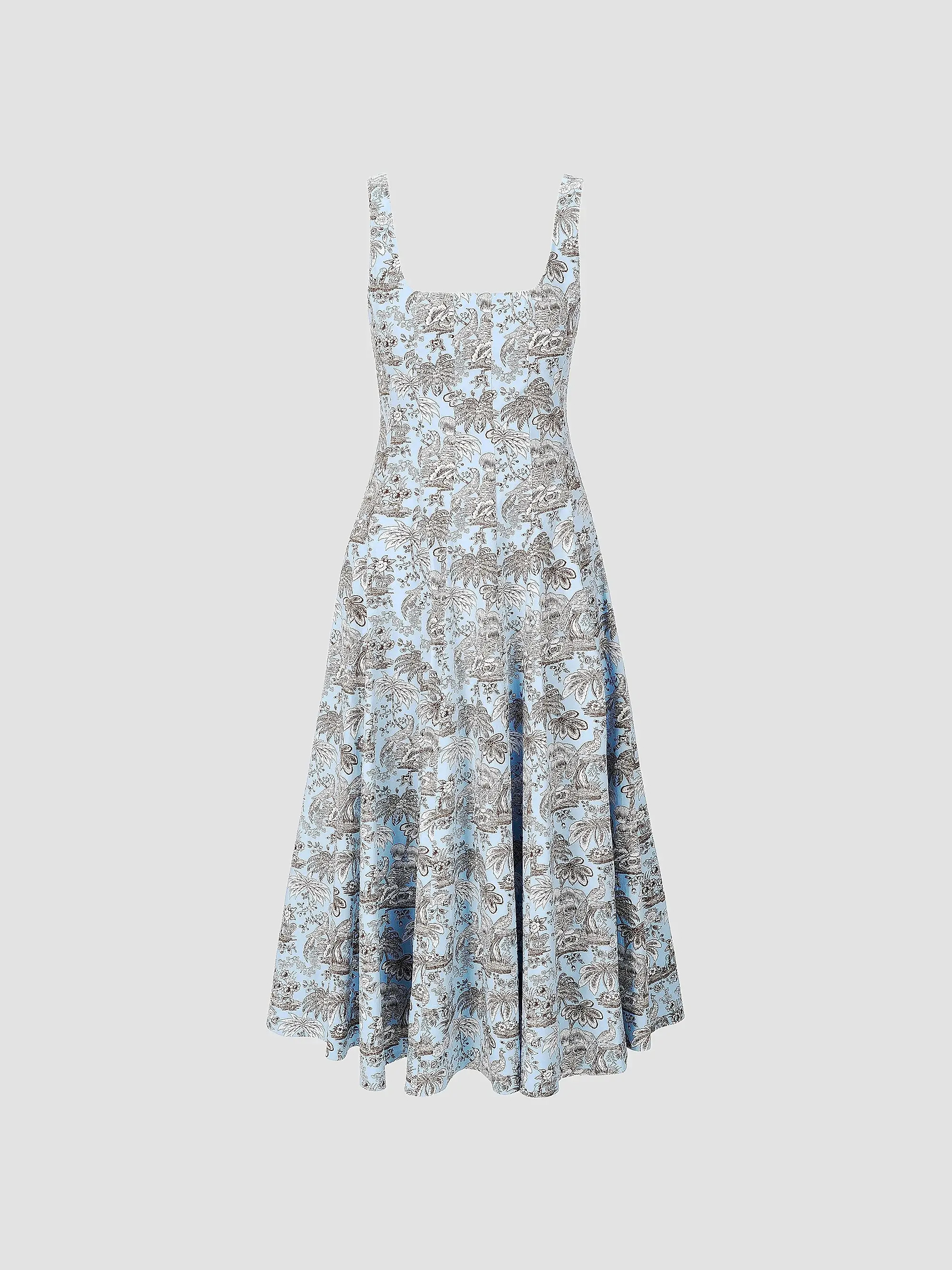 Wells Toile Print Stretch Cotton Midi-Dress | Saks Fifth Avenue