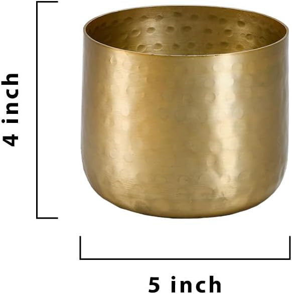 Serene Spaces Living Antique Brass Look Gold Hammered Pots, Indoor Planter Pot, Decorative Accent... | Amazon (US)