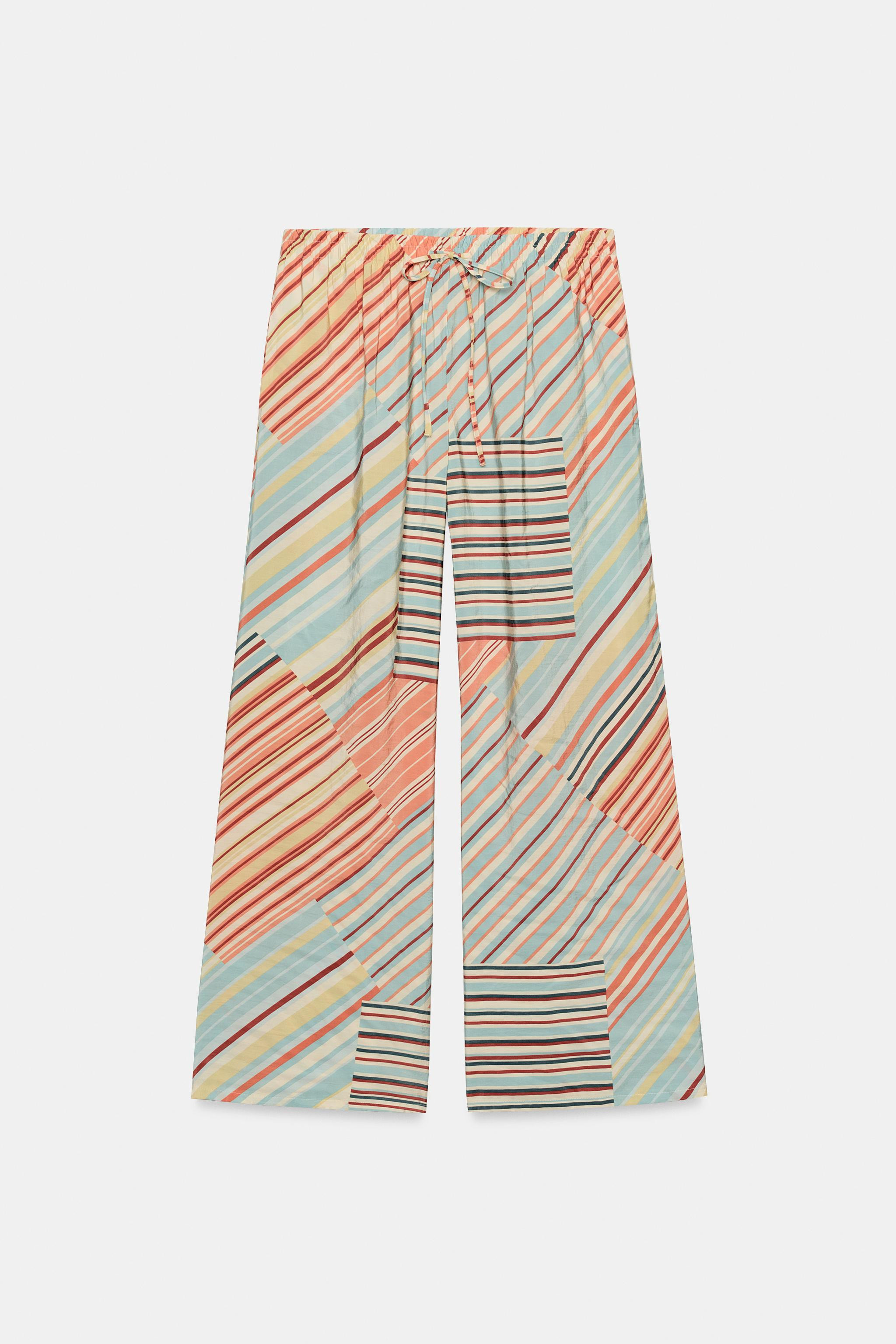 STRIPED WIDE LEG PANTS | Zara US