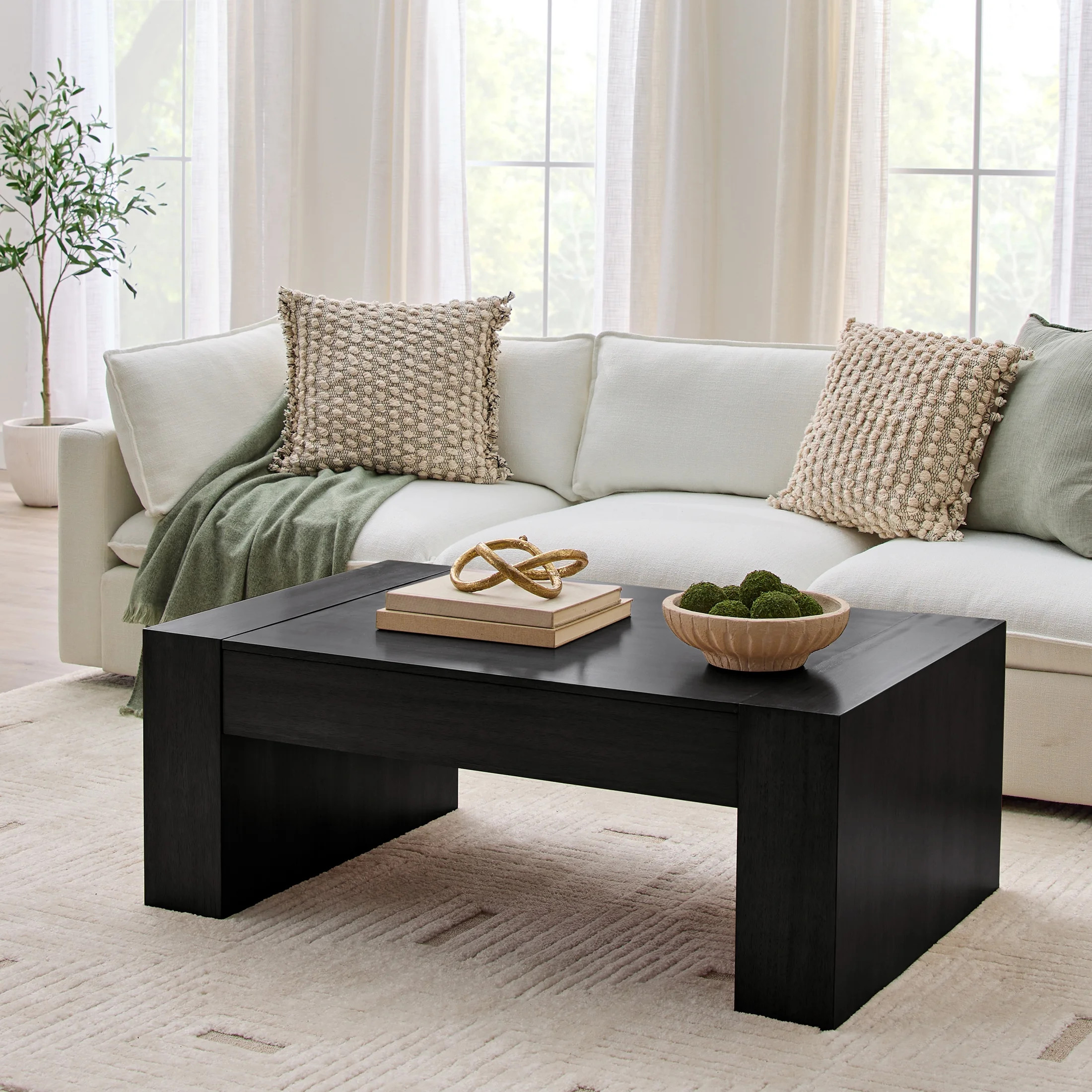 Better Homes & Gardens Ezra Oversized Coffee Table, Living Room, Black | Walmart (US)
