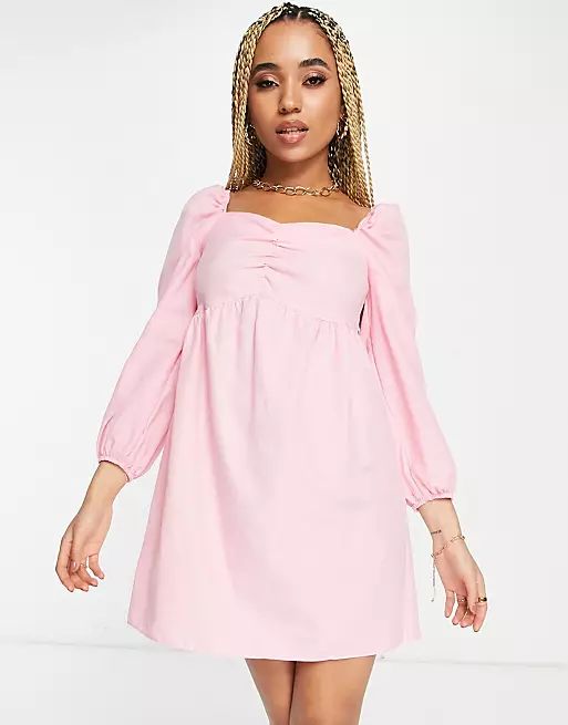 Trendyol babydoll mini dress in baby pink | ASOS (Global)