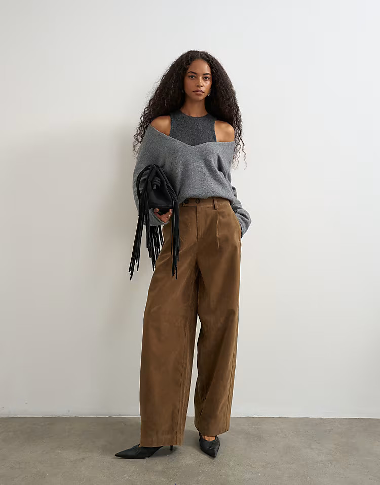 \u203a Topshop clean A line wide leg cargo with tie waist in beige | ASOS (Global)