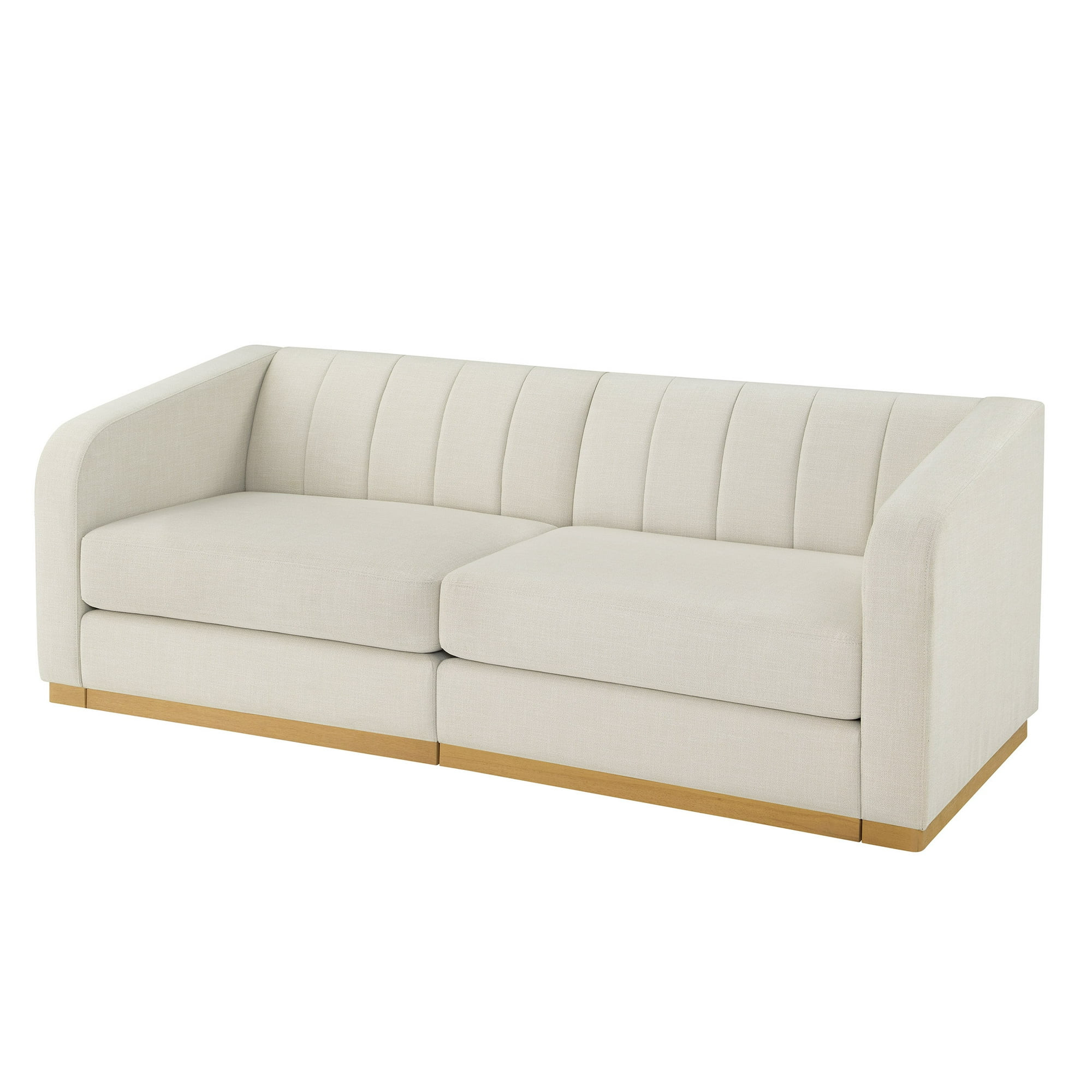 Better Homes & Gardens Lillian Channel Tufted Sofa 83.5" Cream Linen | Walmart (US)