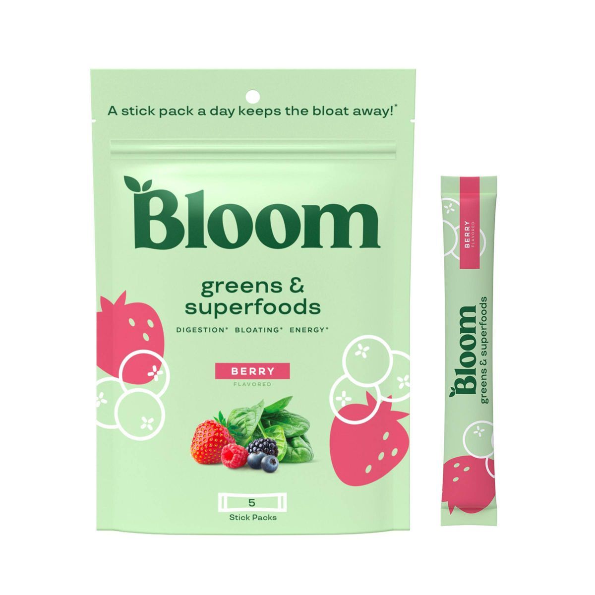 BLOOM NUTRITION Greens and Superfoods Powder Stick Pack - Berry - 5ct | Target
