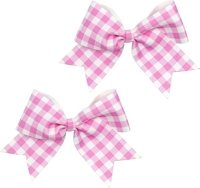 Pink Checkered Plaid Jumbo Bow Pinks Big Bows Large Pink White Buffalo Plaid Huge Bow PHB09 (B1-H... | Amazon (US)