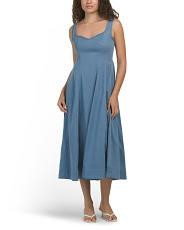 Seamed Midi Smocked Back Dress | TJ Maxx