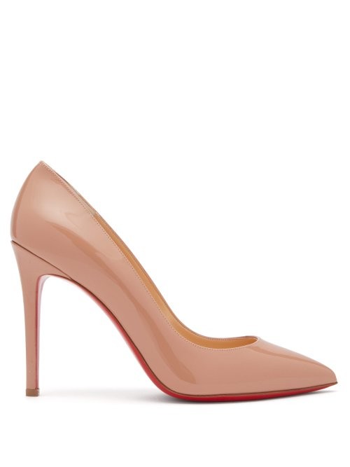 Christian Louboutin - Pigalle 100 Patent-leather Pumps - Womens - Nude | Matches (US)