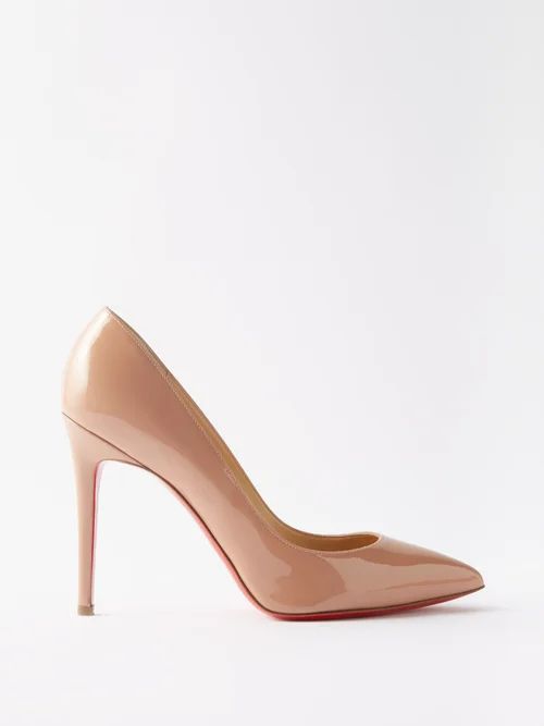 Christian Louboutin - Pigalle 100 Patent Leather Pumps - Womens - Nude | Matches (US)