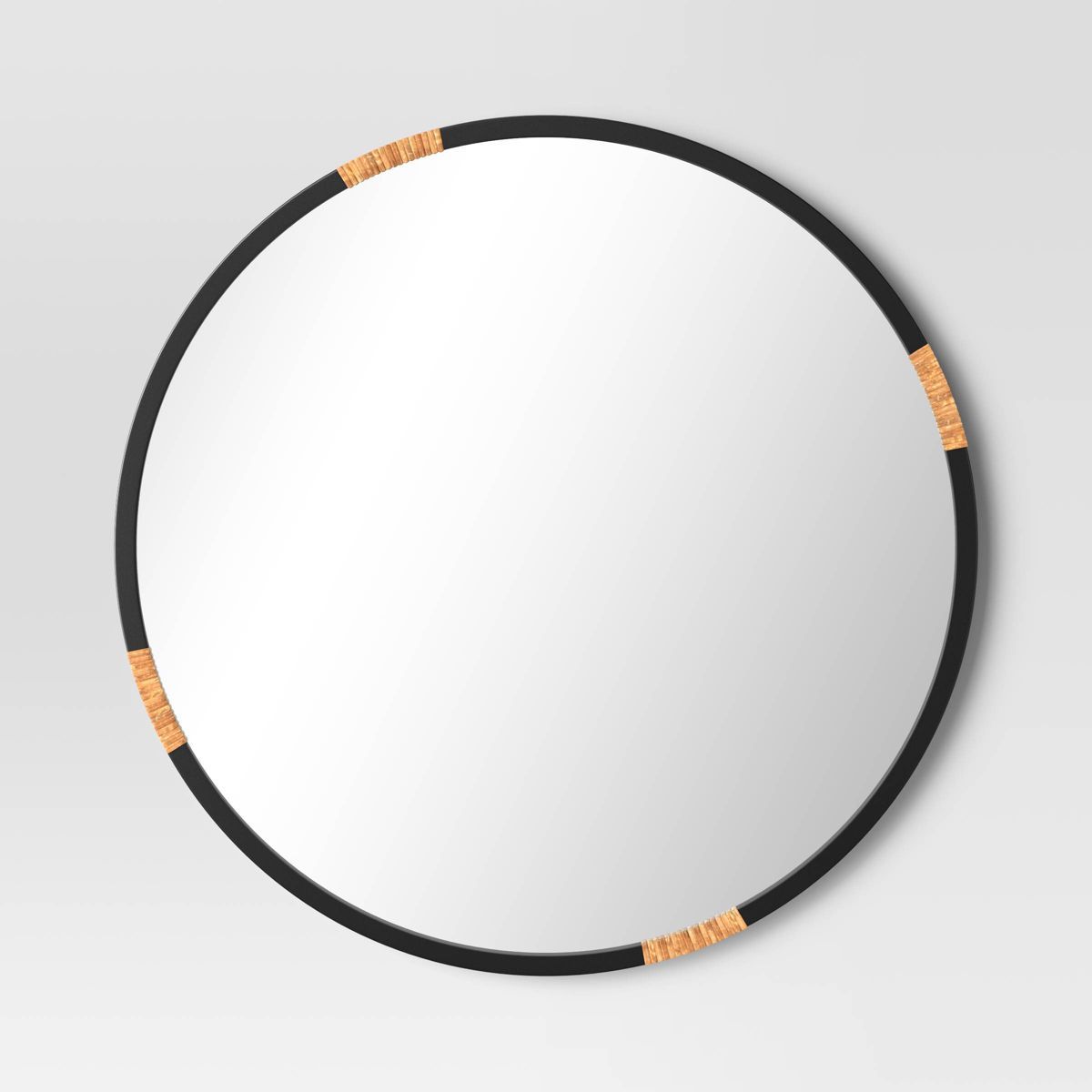 30" Diameter Metal with Rattan Wrap Wall Mirror Black - Threshold™ | Target
