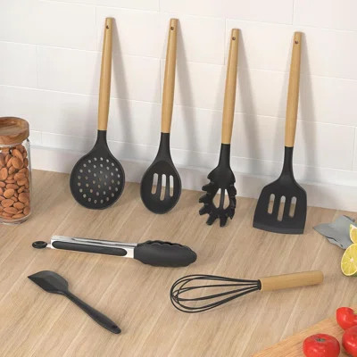 Silicone Cooking Utensils Kitchen Utensil Set - 446°F Heat Resistant Silicone Kitchen Utensils Set, Spatula,Turner Tongs, Spoon, Brush, Whisk,Kitchen | Wayfair North America