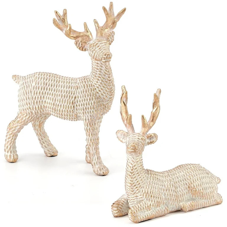 Ayieyill 2pcs Reindeer Christmas Decoration Resin Reindeer Decor for Christmas Table Decor Christ... | Walmart (US)