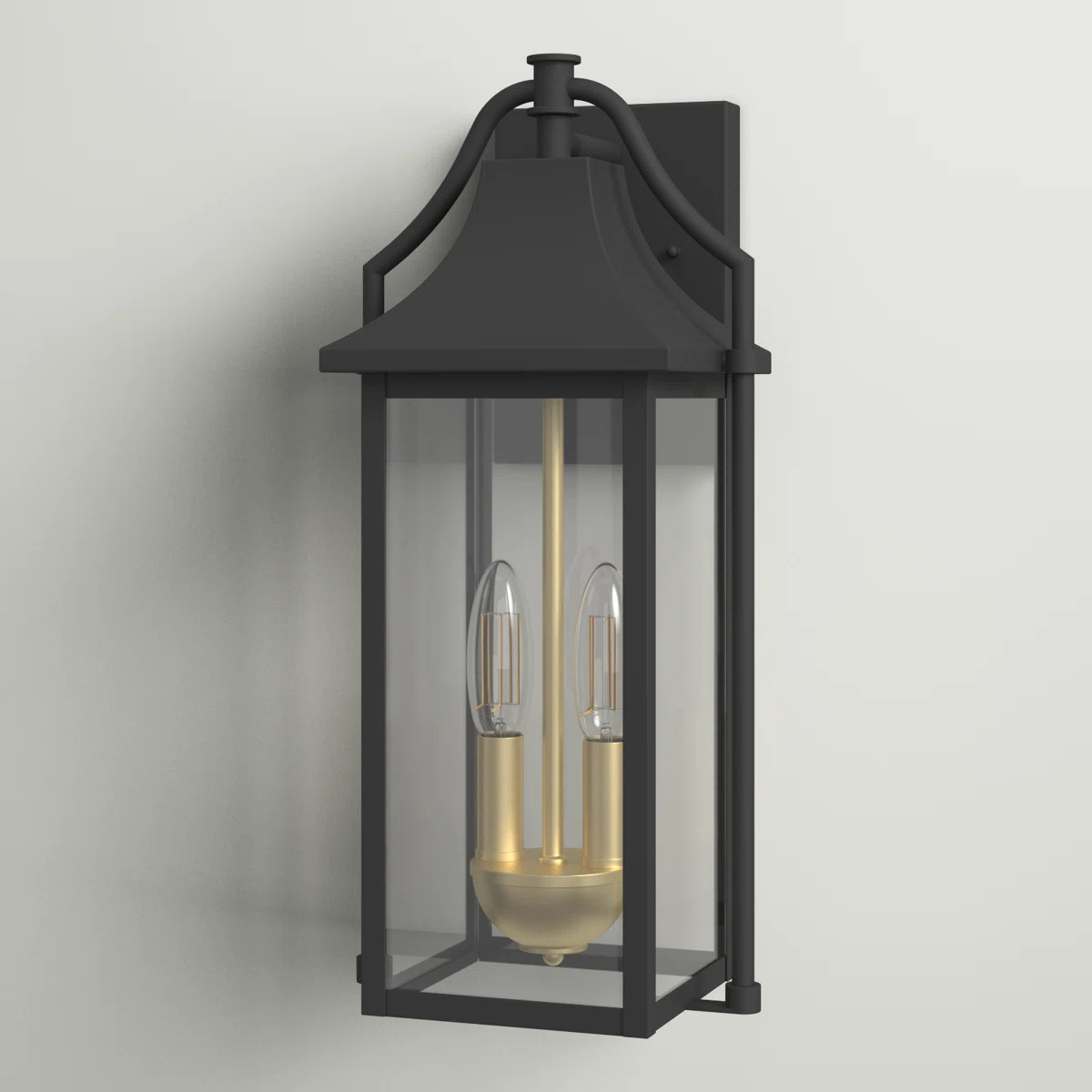 Alvester 2 - Light 17.6'' H  Glass Outdoor Wall Lantern with Dusk to Dawn | Wayfair North America