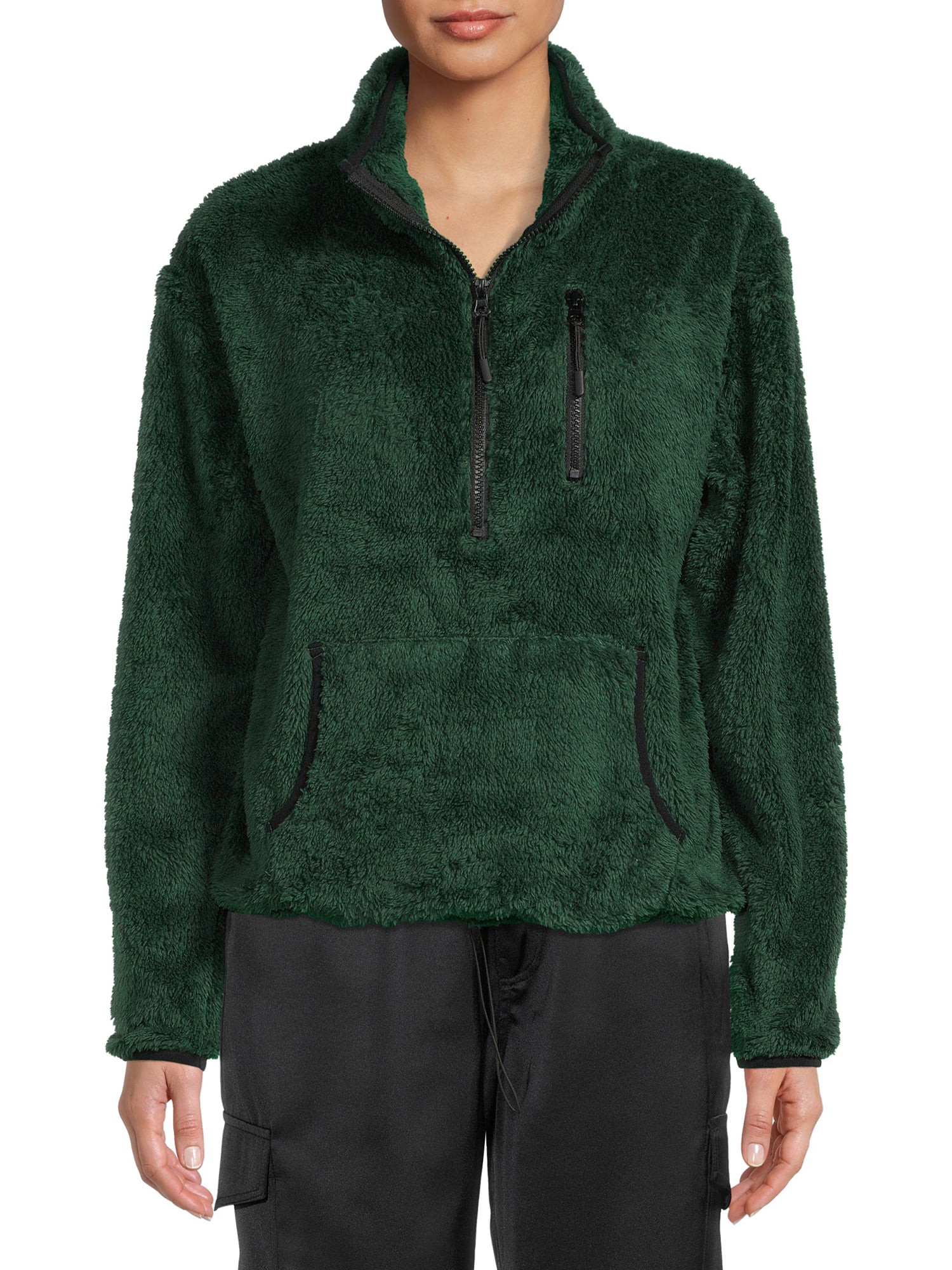 No Boundaries Junior's Plush Quarter Zip Pullover - Walmart.com | Walmart (US)