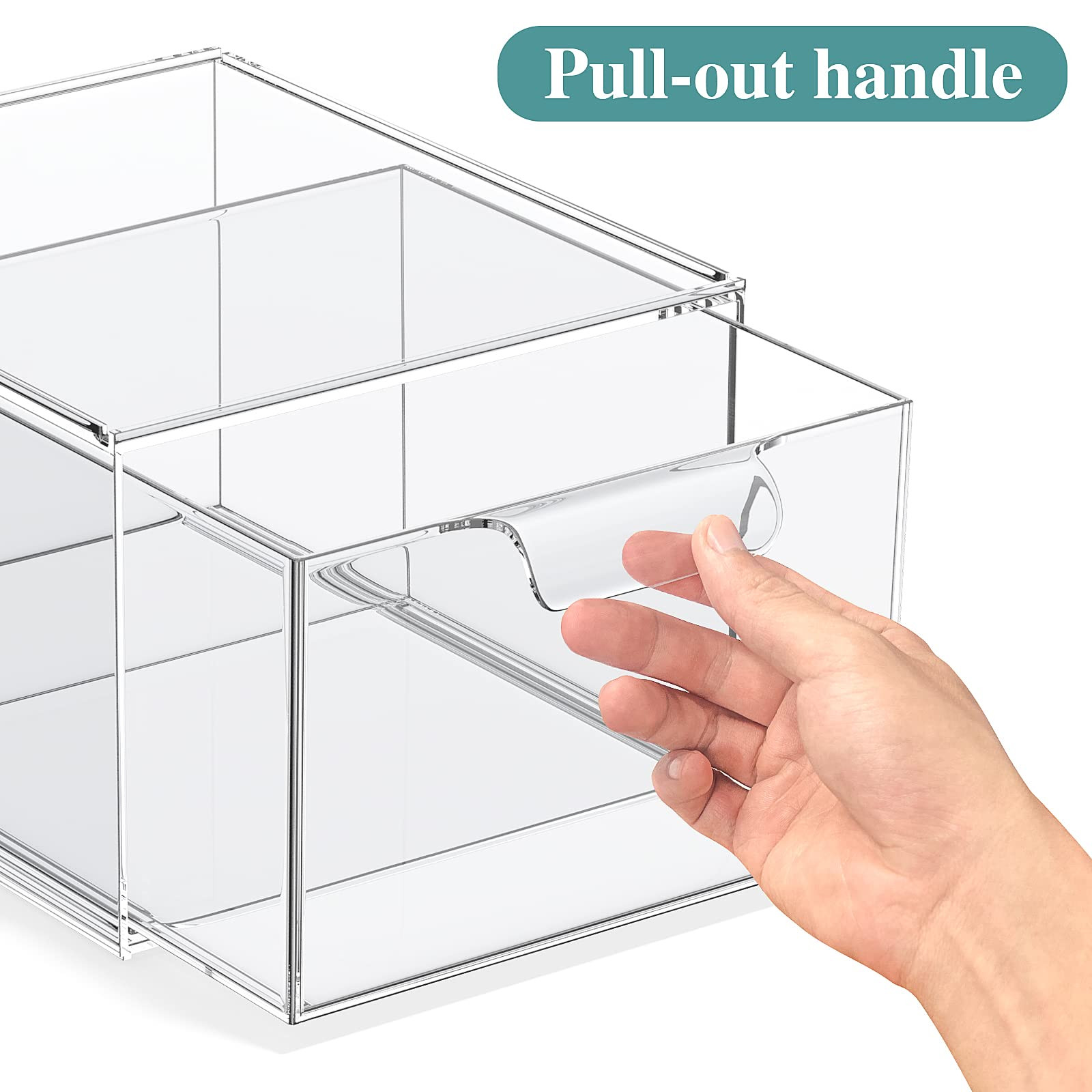 2 Pack Stackable Makeup Organizer and Storage, Acrylic Organizers，Clear Plastic Storage Drawer ... | Amazon (US)