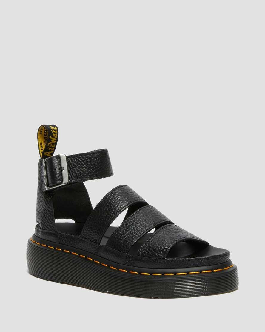 Dr. Martens Clarissa II Quad Milled Nappa Leather Platform Sandals in Black, Size: 5 | Dr Martens (UK)
