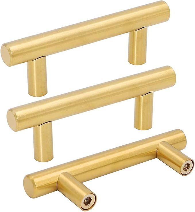 10 Pack goldenwarm Gold Drawer Pulls Brushed Brass Cabinet Pulls - LS201GD64 Gold Kitchen Hardwar... | Amazon (US)