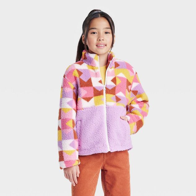 Girls' Printed Zip-Up Sherpa Jacket - Cat & Jack™ | Target
