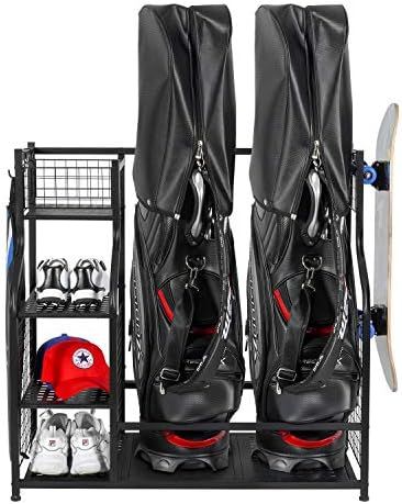 PLKOW Golf Bag Storage Garage Organizer, Fit for 2 Golf Bags and Golf Accessories, Extra Large Si... | Amazon (US)