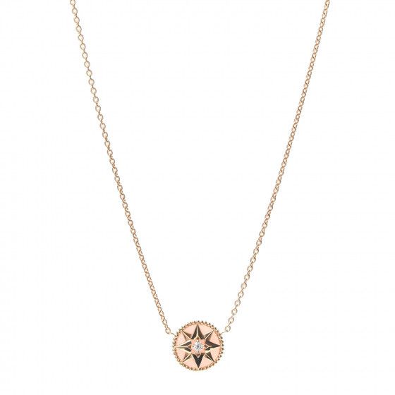 CHRISTIAN DIOR 18K Rose Gold Diamond Pink Opal Rose Des Vents Necklace | Fashionphile