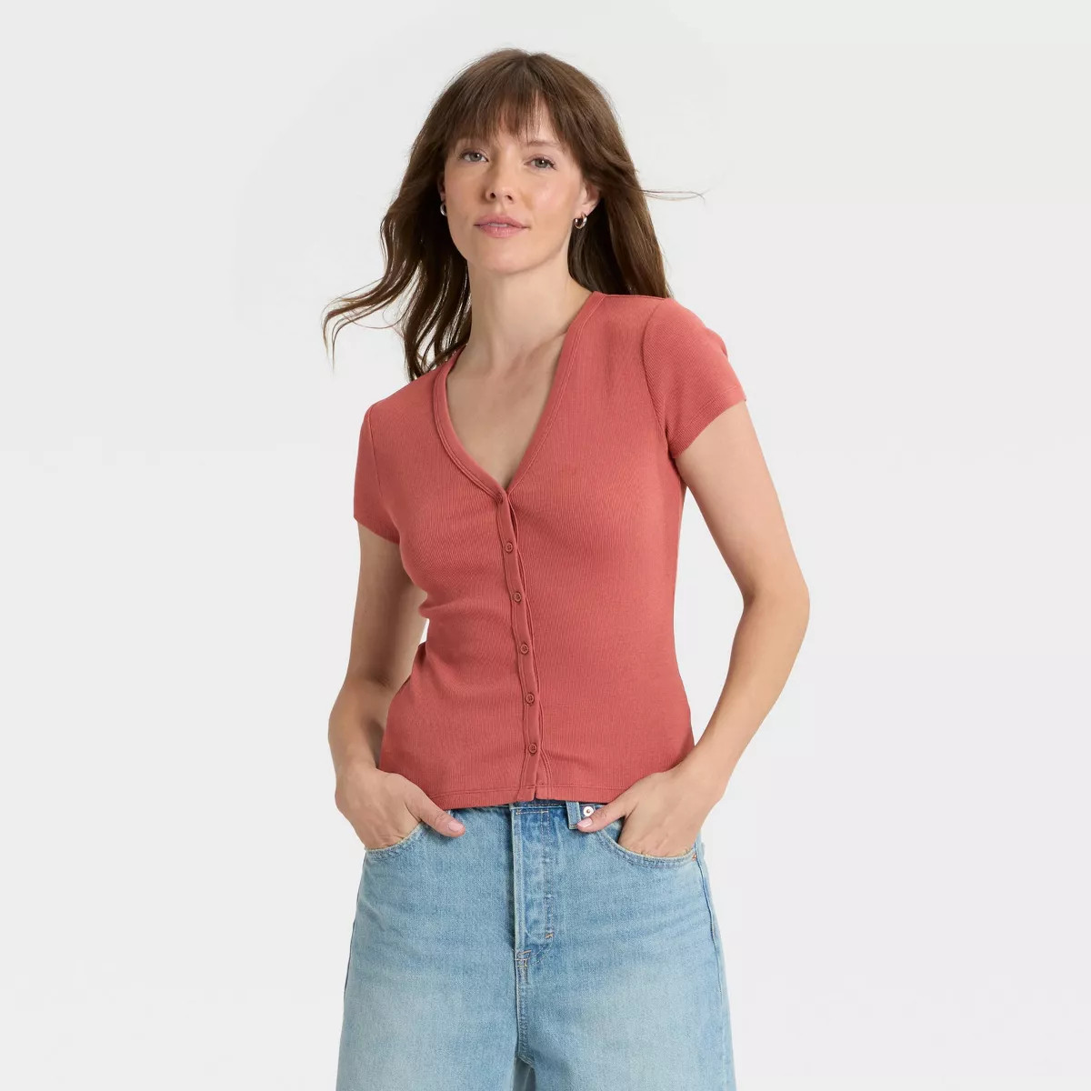 Women's Short Sleeve V-Neck Button-Down Shirt - Universal Thread™ | Target