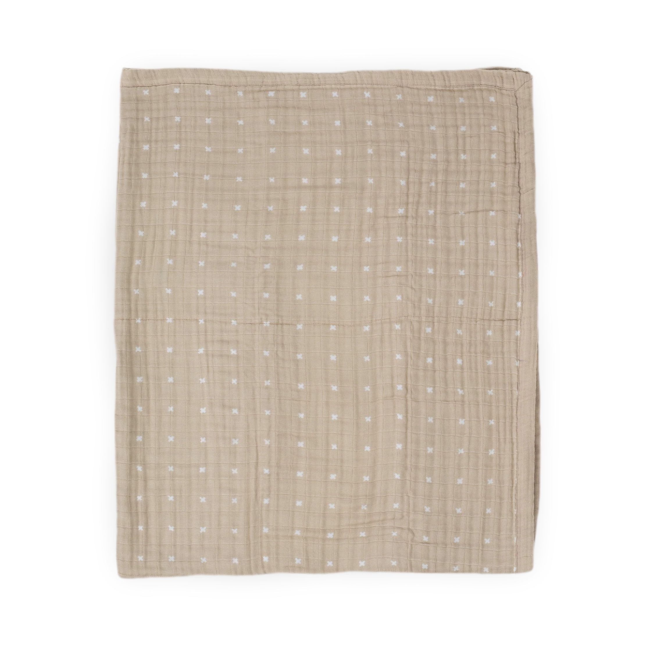 Cotton Muslin Quilted Throw - Taupe Cross | Little Unicorn