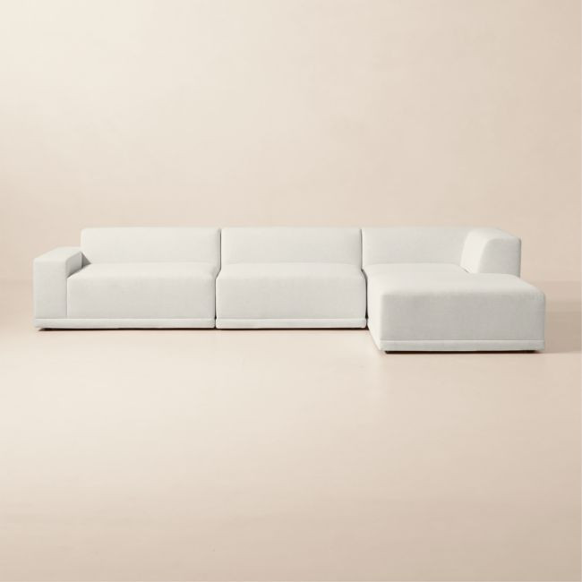 Faible 4-Piece L-Shaped White Performance Linen Deep Depth Sectional Sofa with Left-Arm | CB2