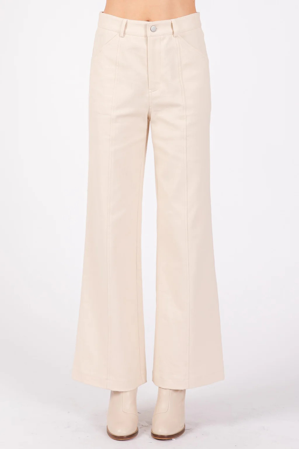 Clean Seamed Cut Wide Pants (Ecru) | ashe couture 