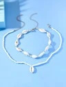 3pcs Fashionable Simple Bohemian Style Shell & Beaded Woven Collarbone Chain Set For Women, Beach... | SHEIN