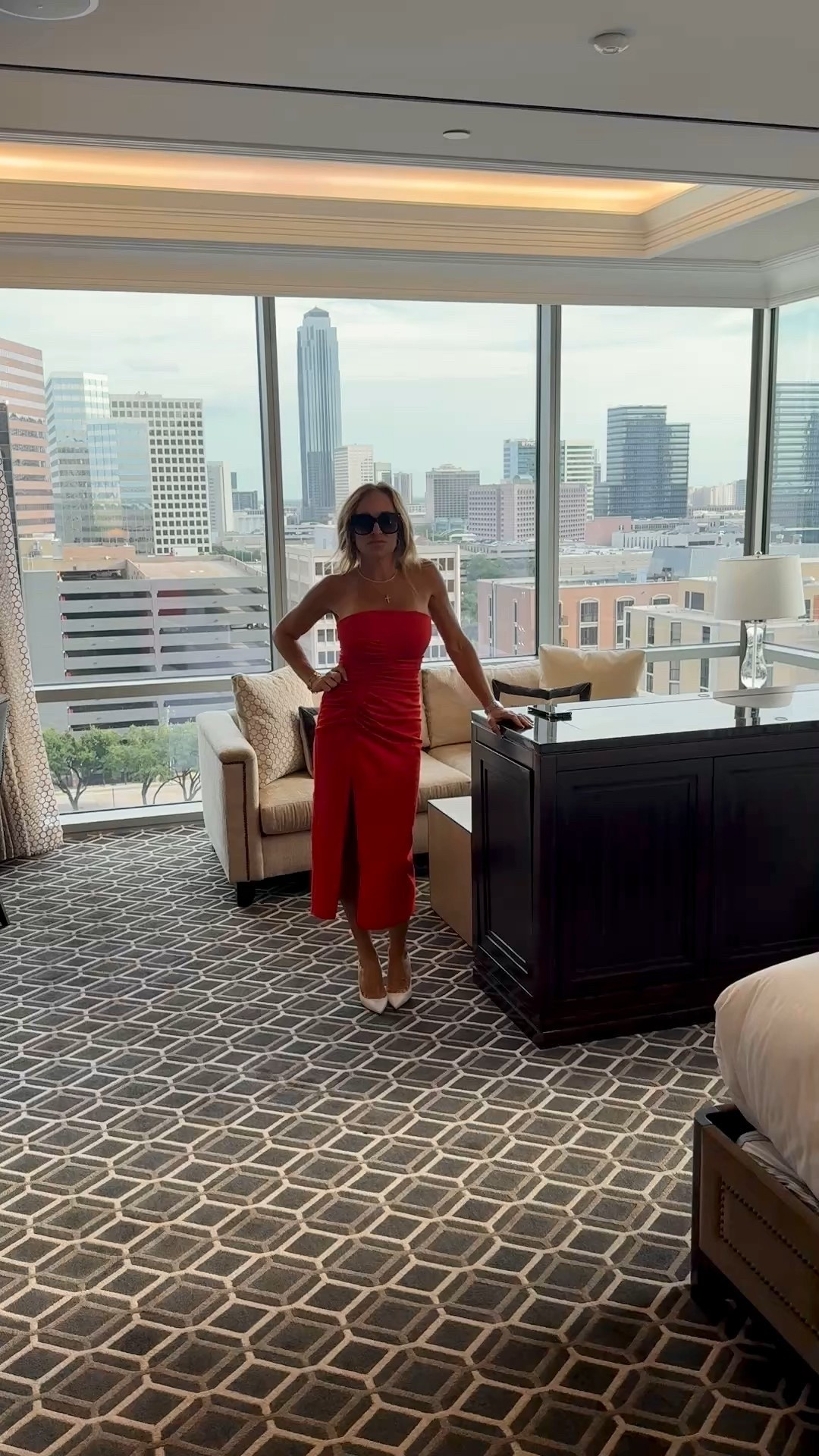 Booked the room for the view… but clearly I am the view.
❤️‍🔥 Red dress energy. City lights and main character nights.

#FromTheSuiteToTheStreet #LTKStyle #HighRiseHoney

strapless red dress
red midi dress
ruched bodycon dress
slit front dress
bold red cocktail dress
fitted evening dress
elegant red party dress
summer wedding guest dress
romantic date night dress
affordable red dress
white pointed toe heels
classic white pumps
stiletto heel shoes
minimalist white heels
wedding guest heels
dressy white shoes
oversized black sunglasses
statement sunglasses
designer dupe sunglasses
square frame sunnies
glam black shades
city chic outfit
rooftop dinner look
red carpet style
hotel glam
hot girl summer outfit
going out dress
statement outfit
vacation night look 
Houston style weekend wear 

#LTKOver40 #LTKShoeCrush #LTKStyleTip