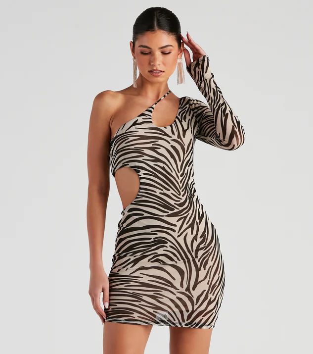 Only The Highlights Zebra Mesh Dress | Windsor Stores