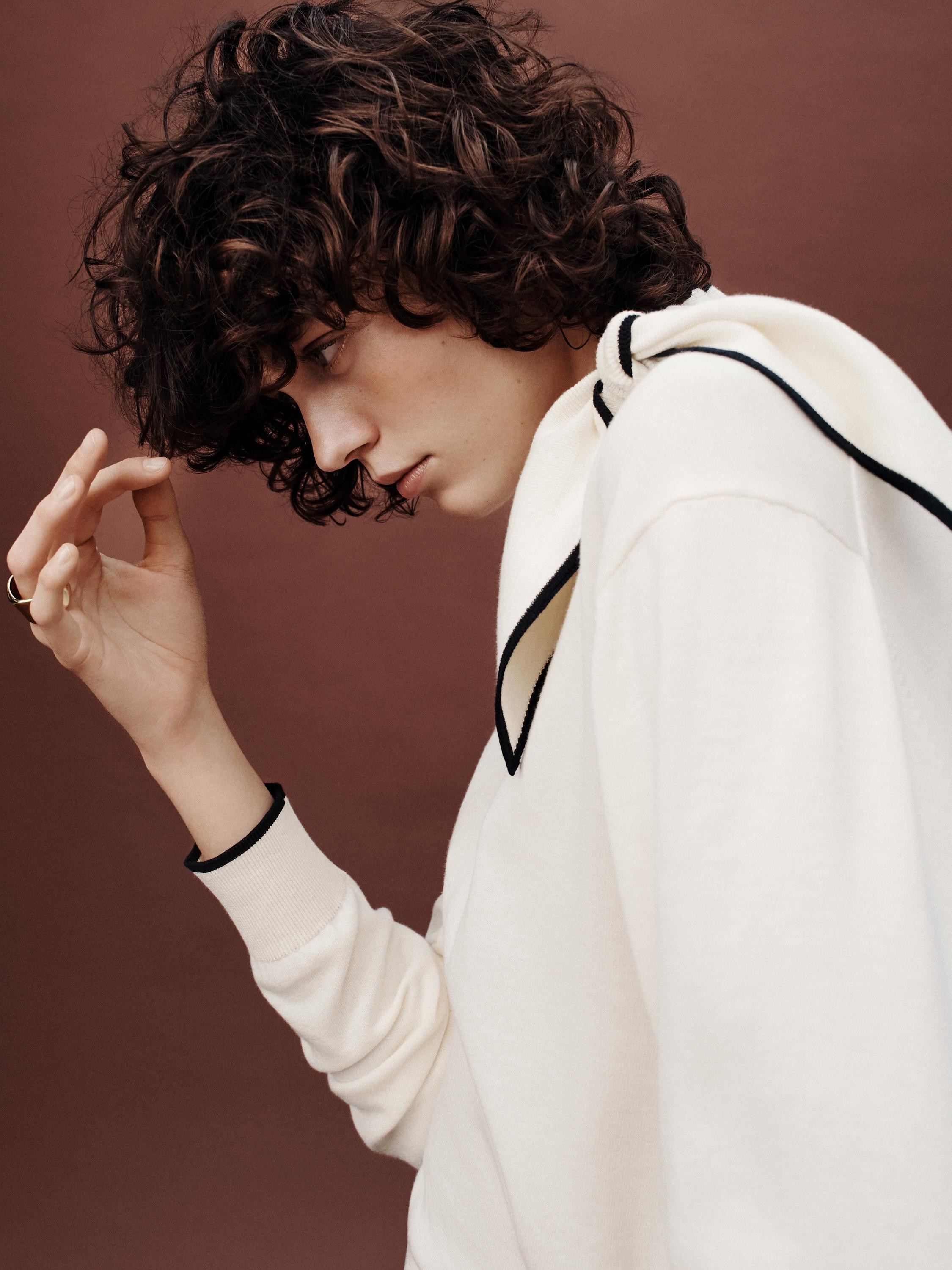 Strickpullover mit Baumwolltuch-Detail | Massimo Dutti DE