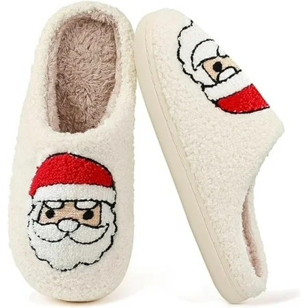 BERANMEY Christmas Reindeer Slippers for Womens Mens Plush Warm Santa Claus Slippers Fuzzy House Slippers Christmas Gifts For Girls Women Girlfriend | Walmart (US)