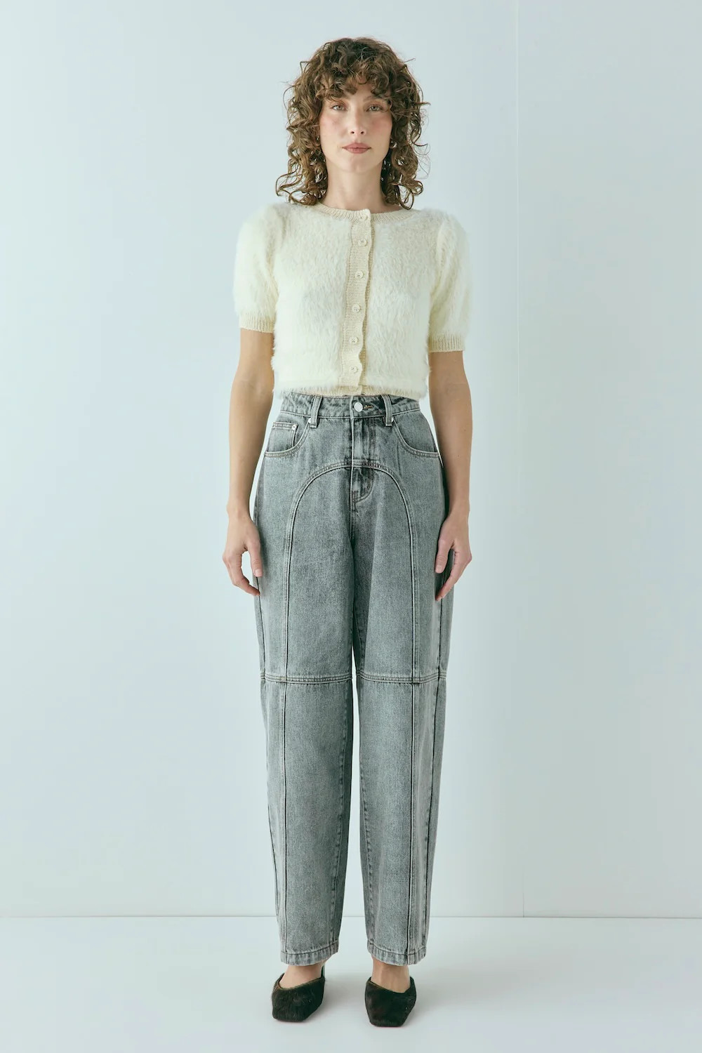 Zora Mid Rise Denim Jeans Washed Grey | VRG Grl