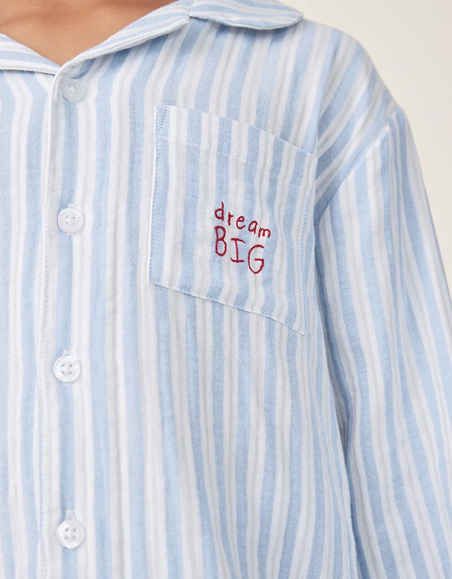 Organic Double Cotton Relaxed Fit Traditional Stripe Pyjamas (1–12yrs) | The White Company UK & ROW