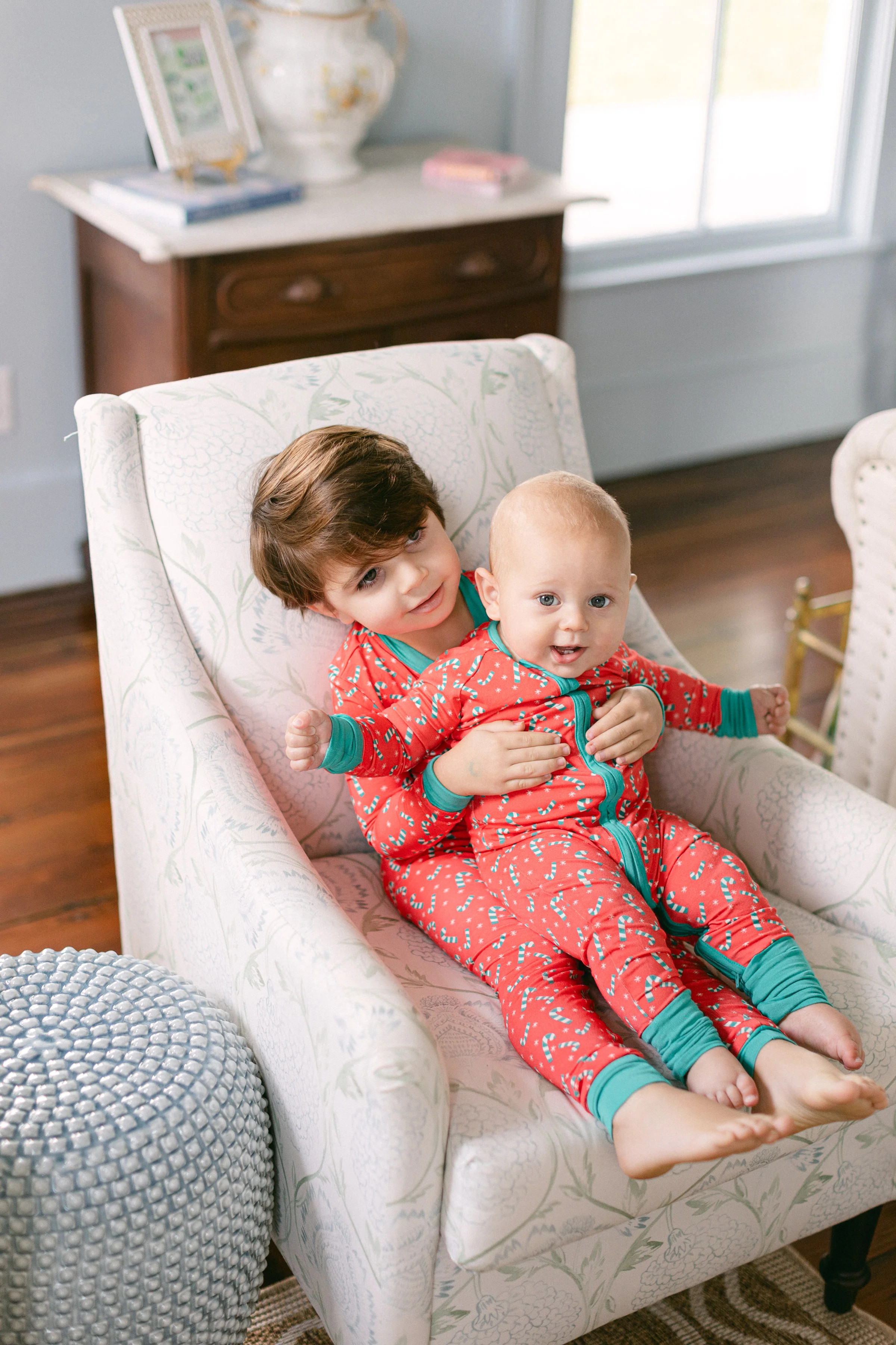 Red and Green Candy Cane Premium Zipper Romper | Poppy Kids Co