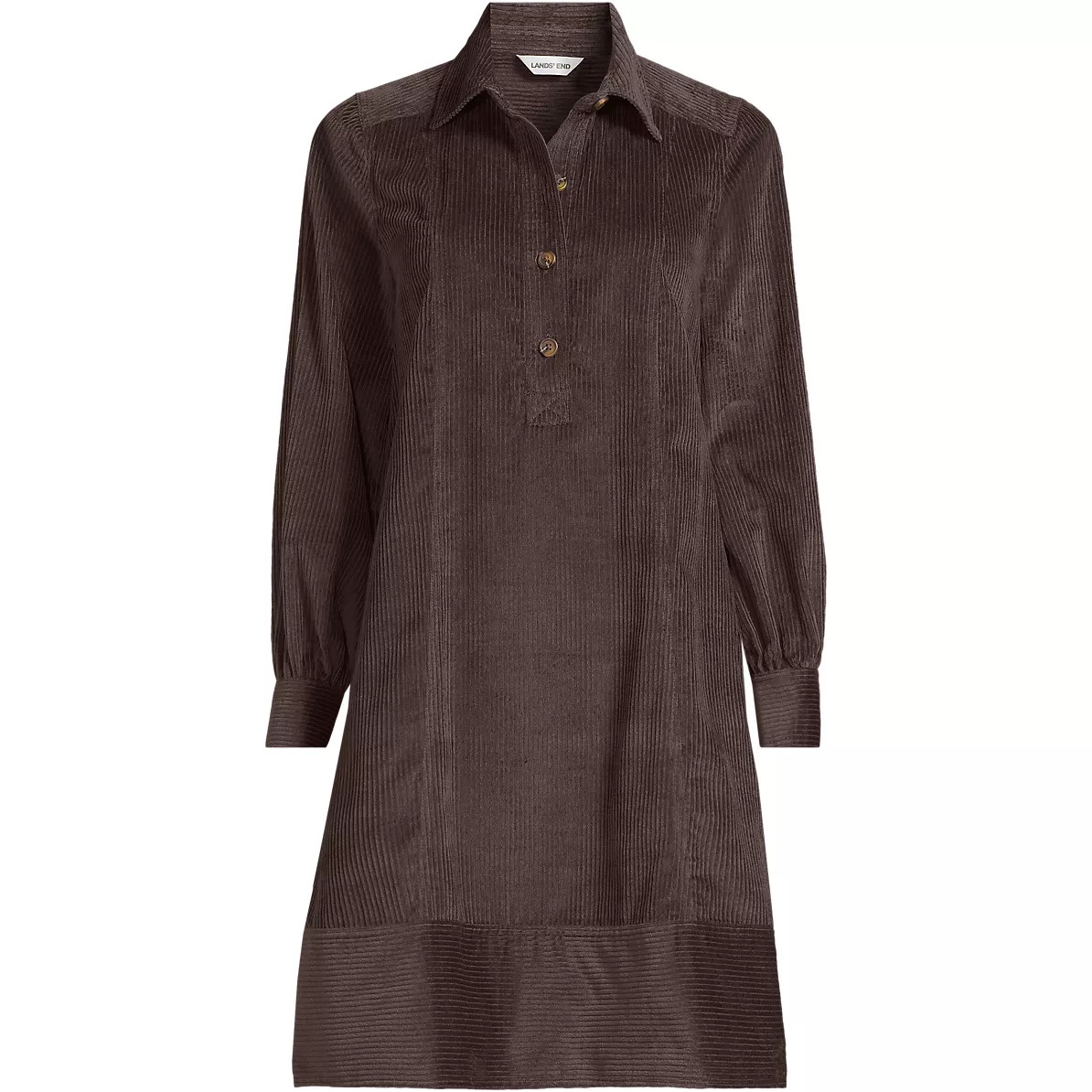 Women's Wide Wale Cord Popover Long Sleeve Shirt Dress | Lands' End (US)