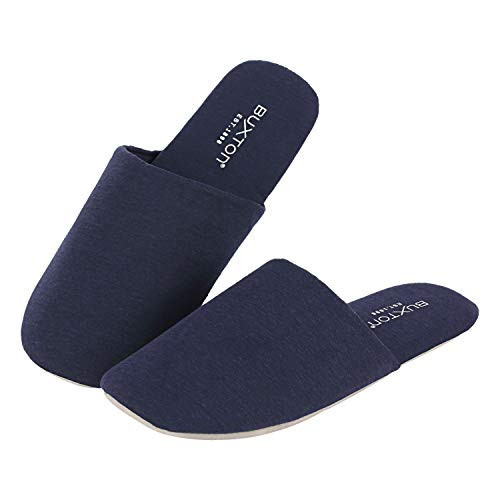 BUXTON Cozy Lightweight and Memory Foam Indoor Slippers for Womens and Mens(unisex), Foldable Slippers with Mesh bag-For Home,Travel, Spa and Hotel(Navy,L/XL) | Amazon (US)