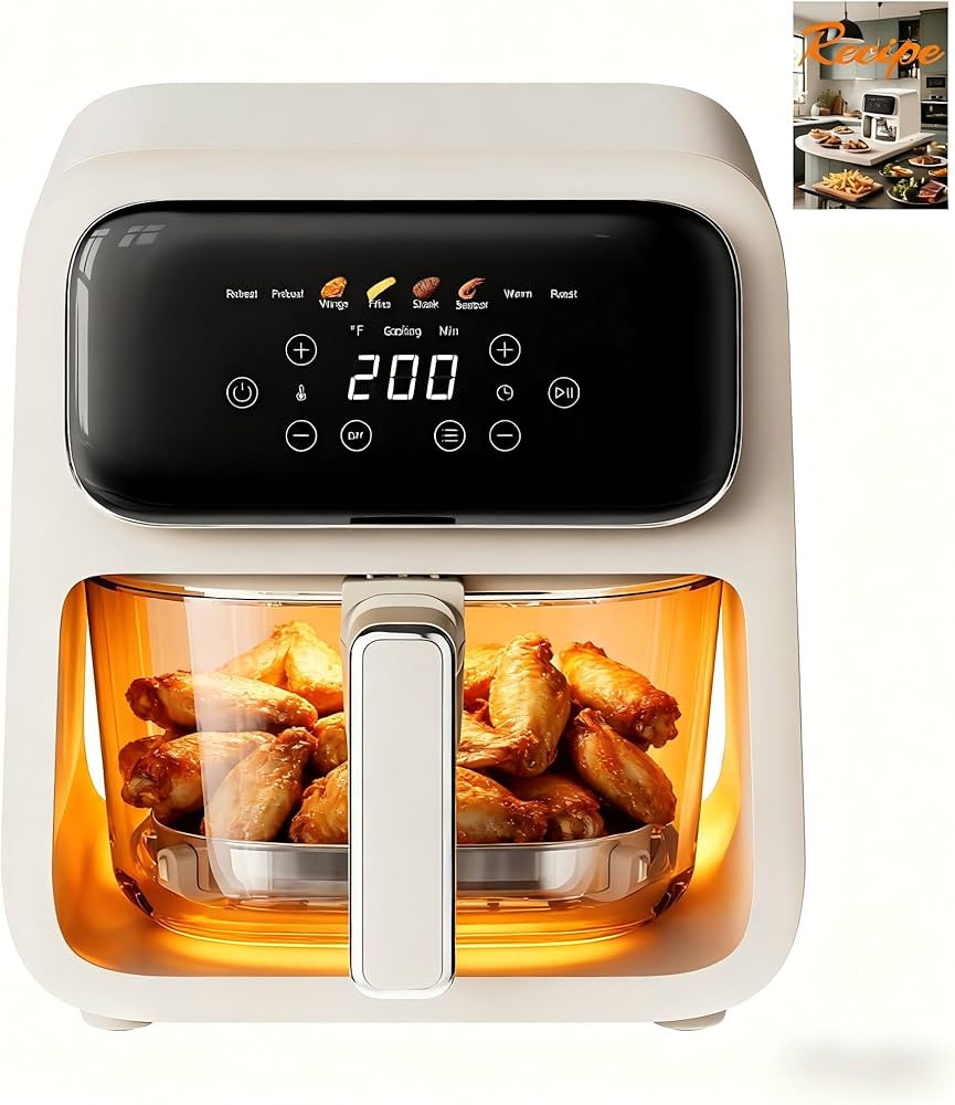 8-in-1 Glass Air Fryer, 4.2 QT, No Coating, Dual 6 mm Glass Bowl, Transparent Design, Freezer & D... | Amazon (US)