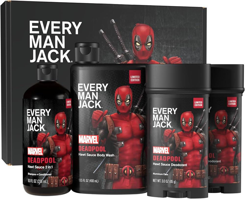 Every Man Jack Deadpool Body Set - Perfect for Every Guy & Marvel-Lover - Bath and Body Marvel Gi... | Amazon (US)
