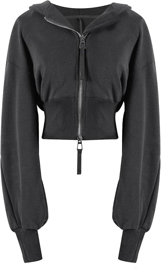 Arssm Women’s Casual Long Sleeve Workout Crop Tops Full-Zip Hoodies Sweatshirts | Amazon (US)