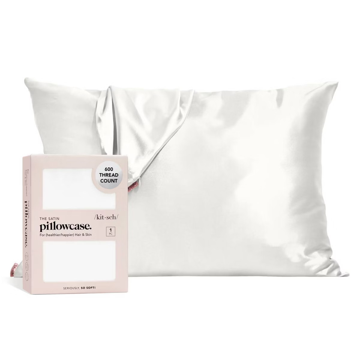 Kitsch Queen Size Satin Standard Pillowcase Thread Count "600" - Ivory | Target