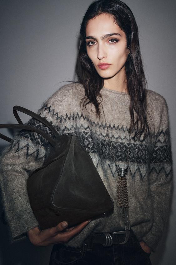 SPLIT SUEDE LEATHER SHOULDER BAG | Zara US