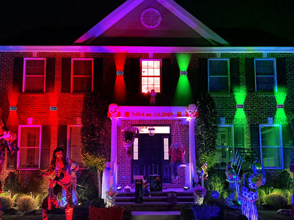 Solar Fence Lights RGB Solar Wall Lights Outdoor Modern Solar Outdoor Lights with Color Changing ... | Amazon (US)