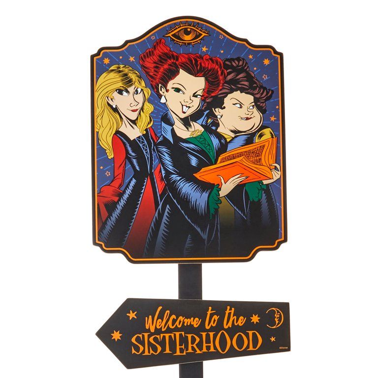 Disney Hocus Pocus 2 "Welcome to the Sisterhood" 30 inch Yard Stake Decoration, MDF, Multi-Color | Walmart (US)