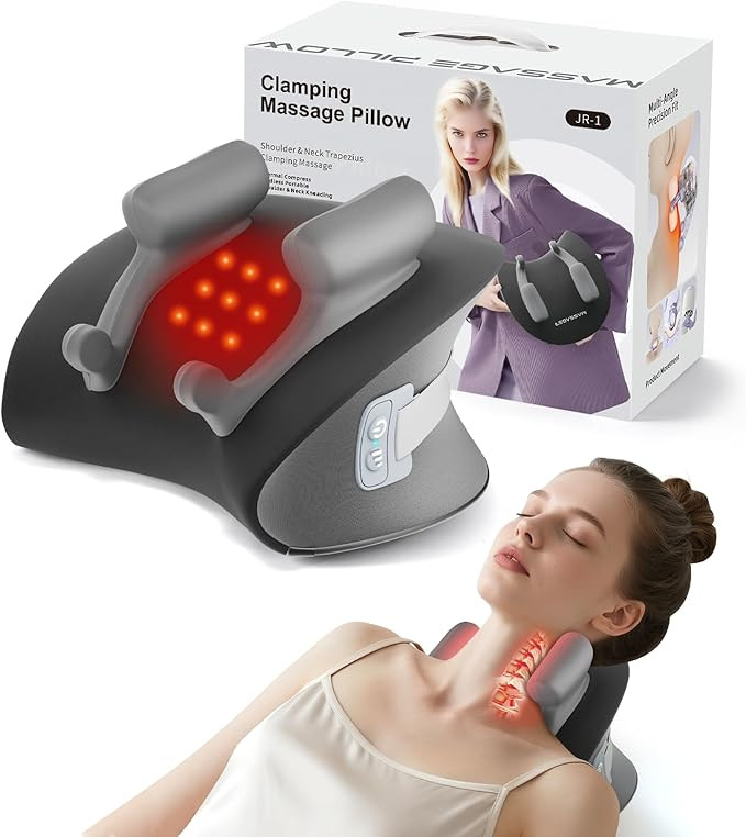 Shiatsu Neck Massager with Heat, Electric Deep Tissue Kneading Massage Pillow with 10-Minute Time... | Amazon (US)