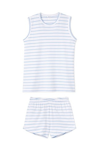 Pima Tank-Short Weekend Set in Cerulean | LAKE Pajamas