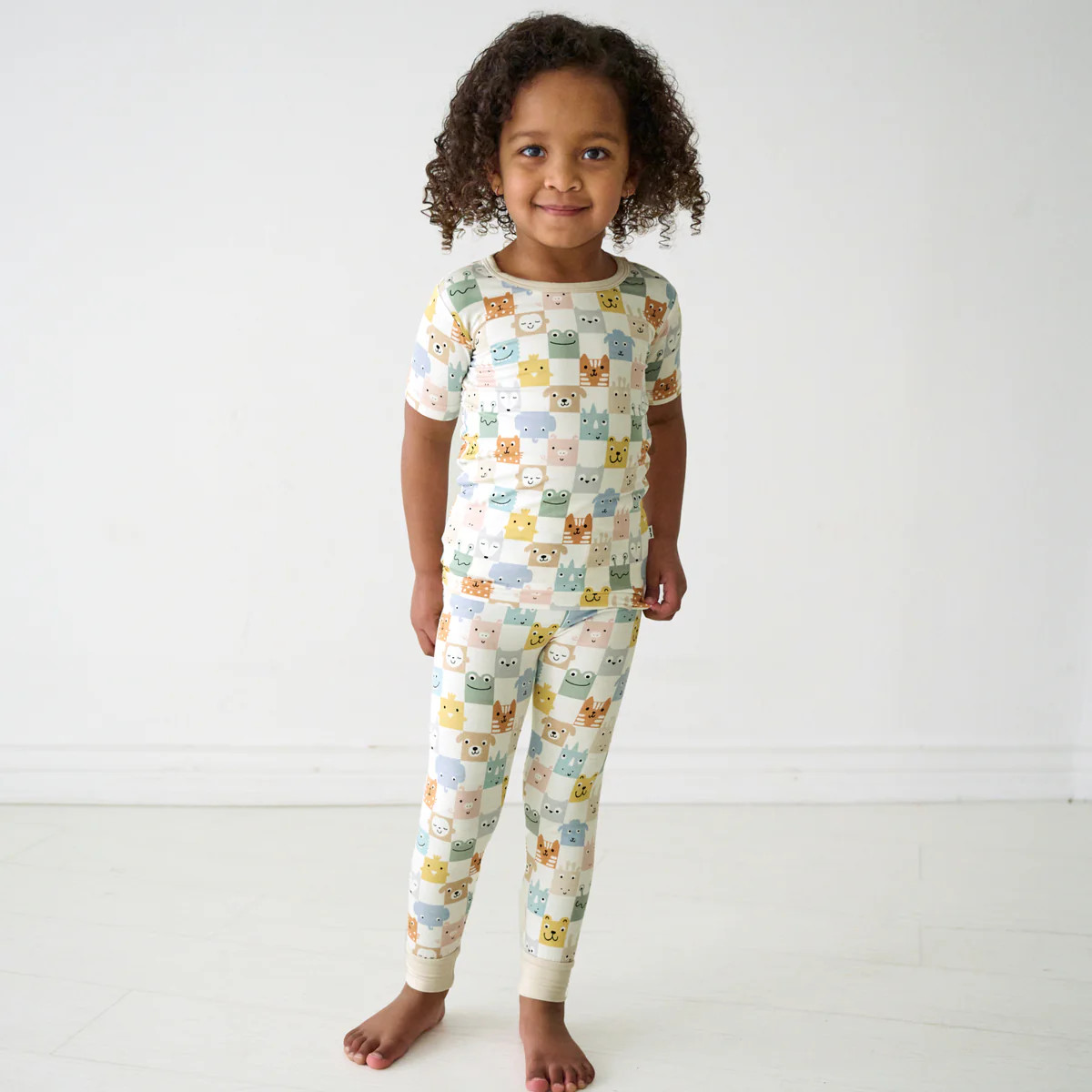 Check Mates Two-Piece Short Sleeve Pajama Set | Little Sleepies